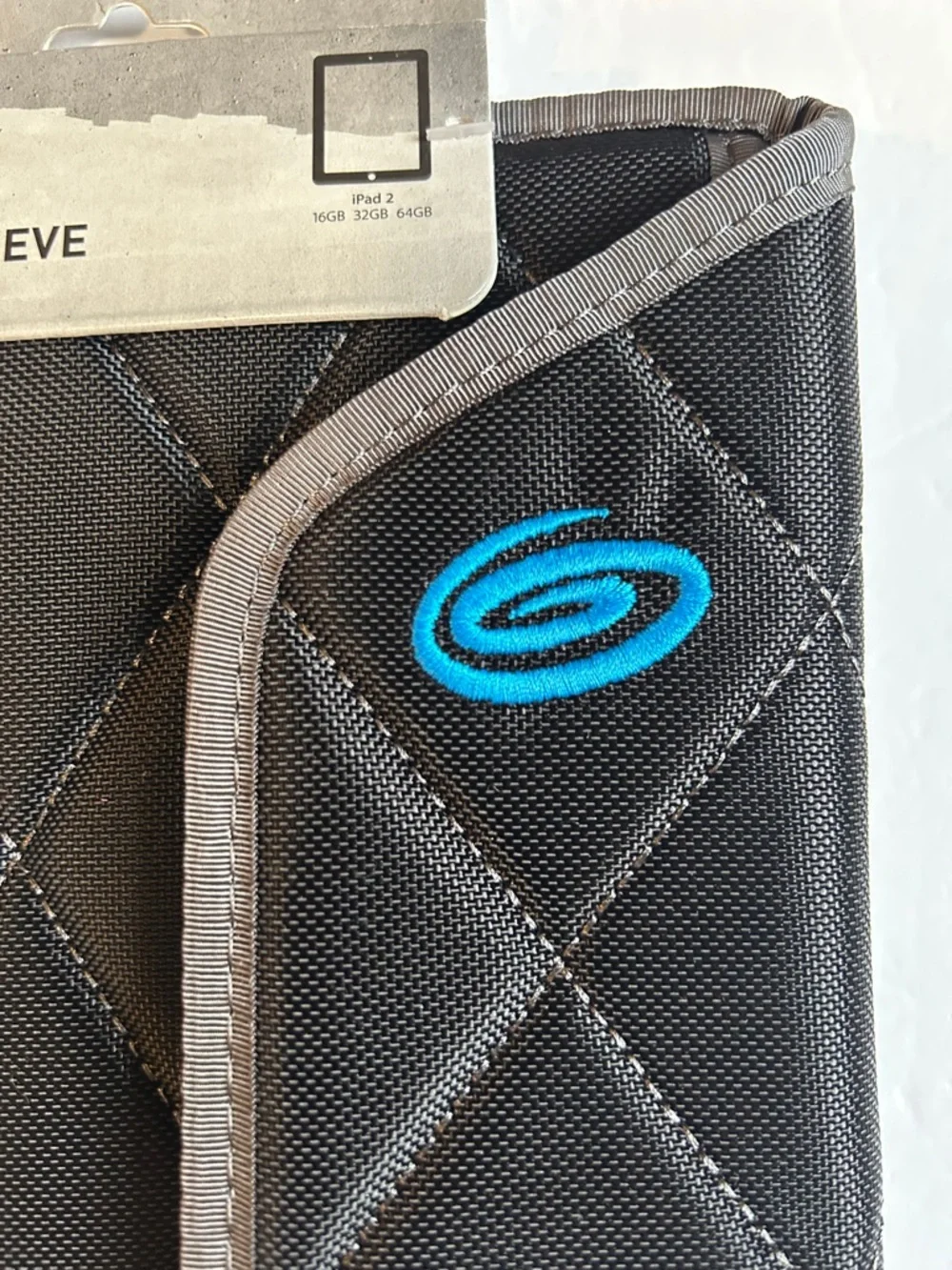 Timbuk2 Black Quilted Plush Tablet Sleeve with Blue Logo